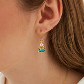 Authentic Turquoise Sterling Silver Drop Gold Plated Earrings